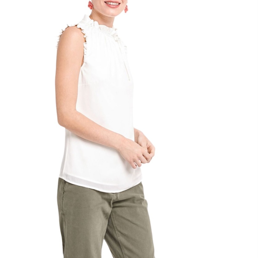 J Crew Classic White Cotton Button Front Blouse 14